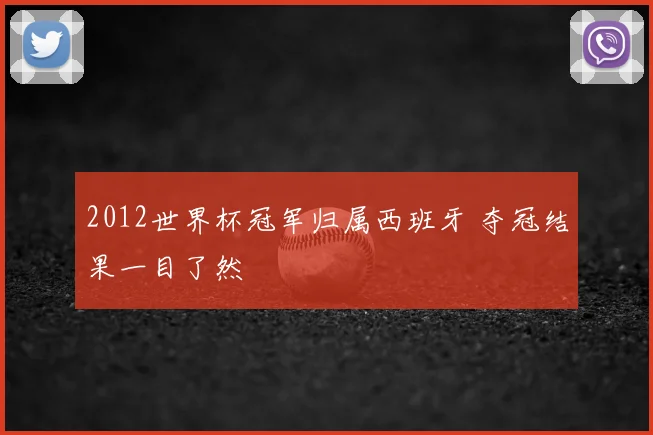 2012世界杯冠军归属西班牙 夺冠结果一目了然